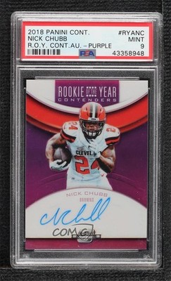 2018 Panini Contenders Optic Purple Prizm 60/99 Nick Chubb #RYA-NC Auto RC 16yo