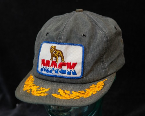 Vintage 60s 70s Mack Truck Bulldog Denim Trucker Hat Cap Snapback USA K Brand - Picture 4 of 15
