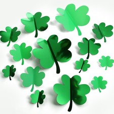 YOTNUS 60 Pcs St. Patrick's Day Shamrock Wall Stickers, 3D Green Lucky