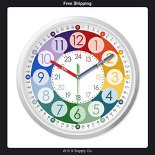 8 Inch Kids Learning Wall Clock Silent Non-Ticking Educational Time Teacher