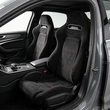 1pair Reclinable Bucket Seats Black Suede Racing Seats Sport Wsliderleftright