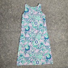 Talbots Petite Dress Women P Blue Purple Floral Print Summer Flower Outdoor Prep