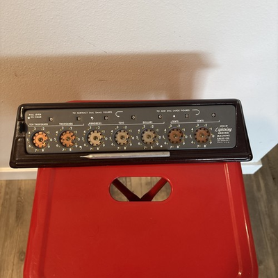 #ad #ad Lightning Portable Adding Machine with Stylus 1940s Vintage And Box $150.00