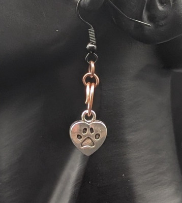 Dog Lover Heart Earrings Paw Print   Gift for Dog Mom   Lightweight Dangle