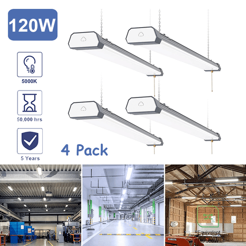 LED Shop Light 120W 5000K Linkable Integrated Fixture Utility Daylight 4 Pack - Picture 1 of 12