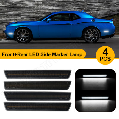 Front&Rear Lens Side Marker Lights LED Kit For 2015-2022 Dodge Challenger Smoked