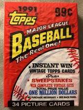 1991 Topps Cello Pack Pedro Guerrero Cardinals (Top) Jose DeJesus Phillies (Back