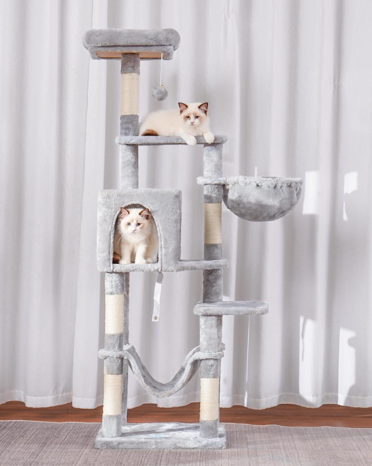 Cat Tree with Large Hammock, MultiLevel Cat Tower for Indoor Cats, Cat