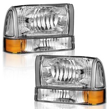 Pair Headlights For 1999-2004 Ford F250 F350 F450 Super Duty 00-04 Excursion