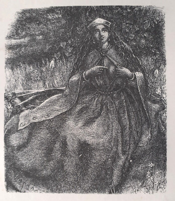 1857 CLEOPATRA  - PRE-RAPHAELITE WOODCUT - JOHN EVERETT MILLAIS