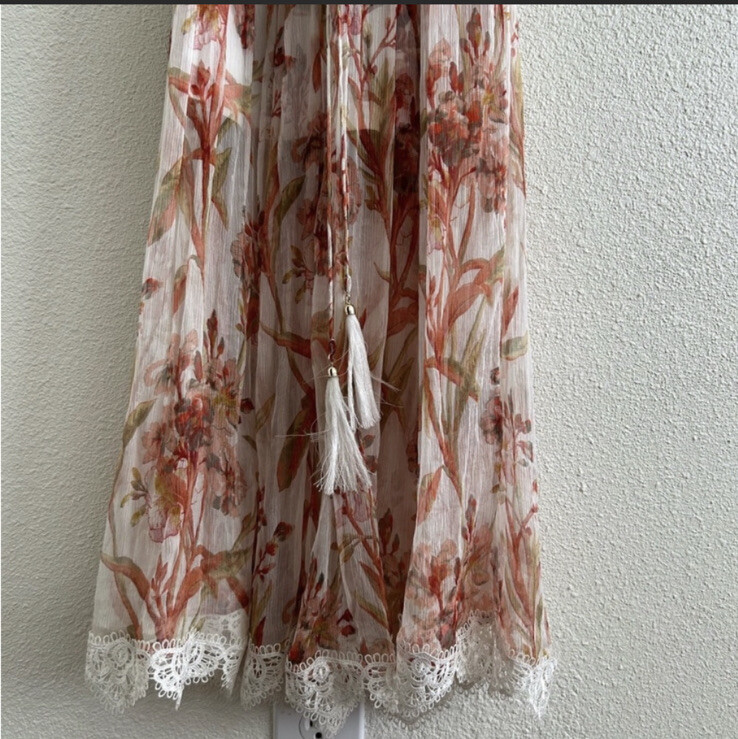 Zimmermann Oleander Floral Crinkled Slouch Silk Midi Dress Size 0 (4)