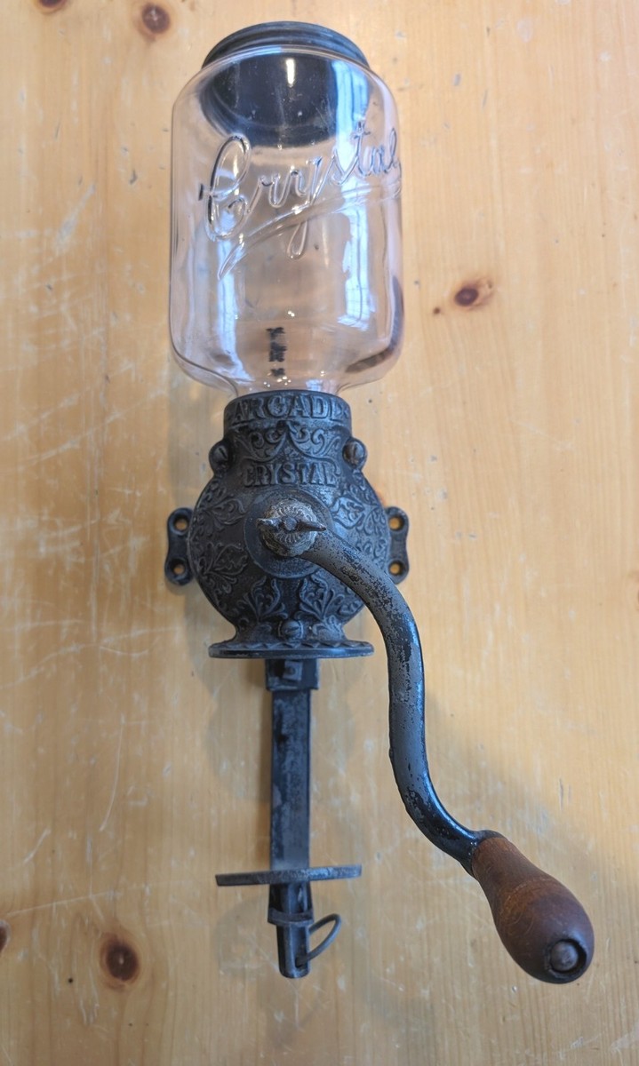 Arcade Crystal Wall Mount Cast Iron Coffee Grinder Original Parts