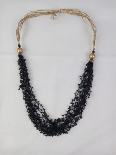 Black Confetti Scarf Necklace Solid Basic Black G… - image 1