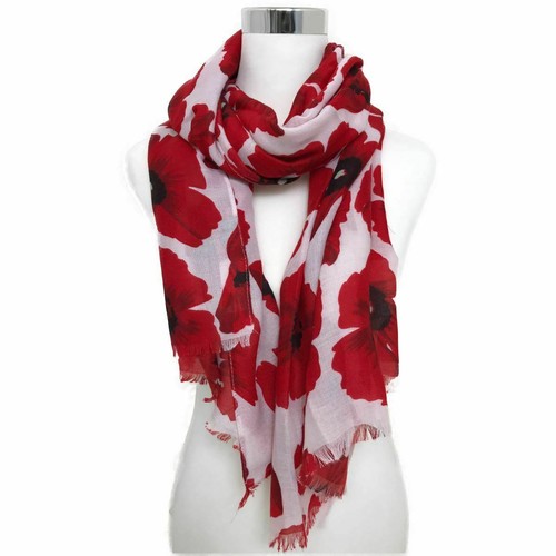 Women's Ladies big poppy thick soft cotton maxi head neck wrap scarf Shawl Stole - Picture 2 of 5