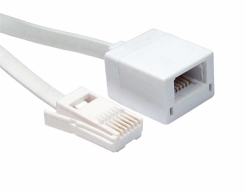 White FLAT 20m BT Extension Cable - 6 Wire Cable Male  65 Foot
