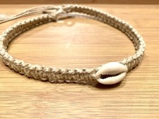 Thick Hemp Surfer Necklace with Cowrie Shell