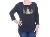Karen Scott Deep Black 3/4 Sleeve Top Size Xs on sale Karen Scott Deep Black 3/4 Sleeve Top Size Xs on sale