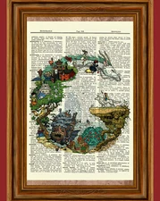 Ghibli Tribute Dictionary Art Print Picture Spirited Away Totoro Howl's Kiki 