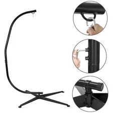 Hammock Chair C Stand Metal Porch Hanging Swing 360 Degree Rotation Black 330LBS