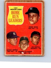 BASEBALL CARD TOPPS 1962 NEW YORK YANKEES ROGER MARIS HOMERUN LEADER  NO235   