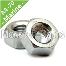 Marine Grade Stainless Steel Hex Nuts DIN 934 A4 / 316 - M3 M4 M5 M6 M8 M10 M12