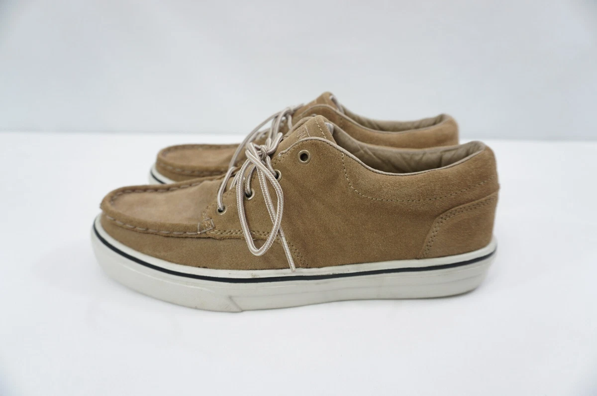 VANS The Drop Used Men 9.5 Tan Suede Moc Toe Sneakers Boat shoes