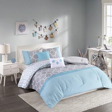 Intelligent Design Teal/Gray Sarah Comforter Set Twin/Twin XL 4pc