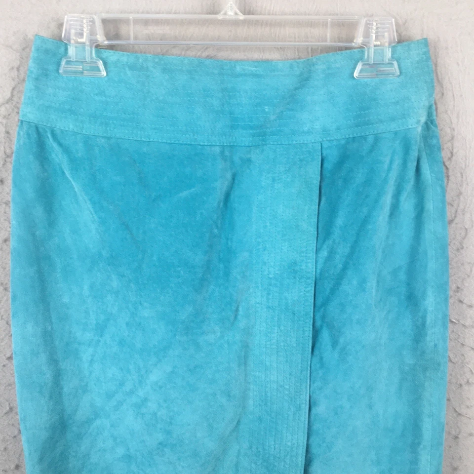 Newport News Falda de Gamuza para Mujer 6 Azul Cuero Imitación Envoltura Aqua Western Retro Foto 3 de 4