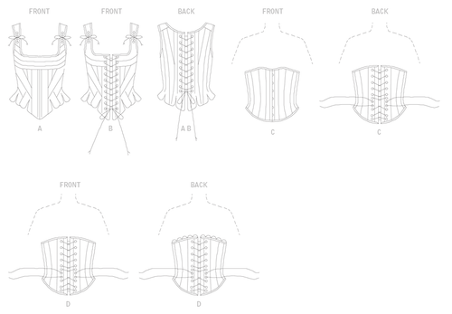 Butterick Advanced CUCITURA MODELLO B4254 soggiorni storici e corsetto, misure mancanti - Foto 6 di 7