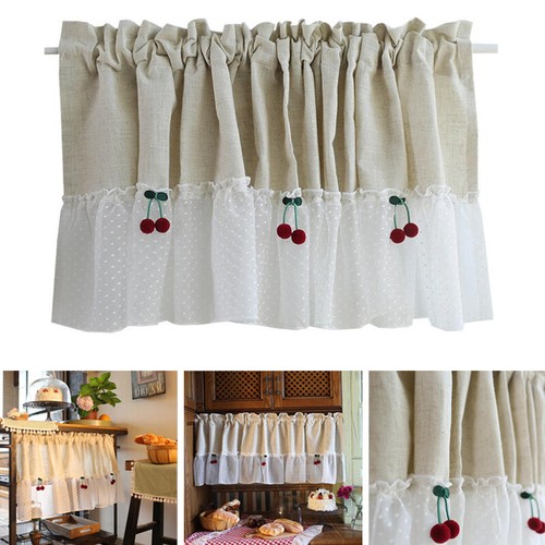 Cherry Lace Half Curtain Cafe Kitchen Cabinet Door Short Curtain Window Drape - Picture 13 of 16