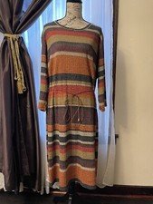 EMMA & MICHELE Dress  Plus Size 3X Multicolored Striped STRET Belted ,!Worn Once