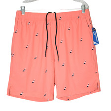Nautica Quick Dry Mens Pink Brief Lined Swim Trunks Drawstring Size Large NWT
