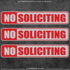 3x No Soliciting / sticker / window / office / store / label / decal / business