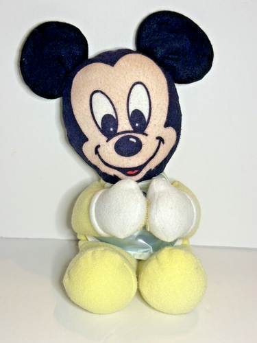 Vintage 1984 Mattel Disney Baby Mickey Mouse Yellow Body Blue Bear Bib Plush