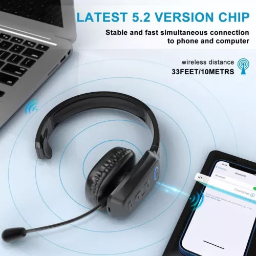 Trucker Bluetooth 5.2 Wireless Headset With Noise Cancelling Mic For Phones PC - Picture 11 of 18
