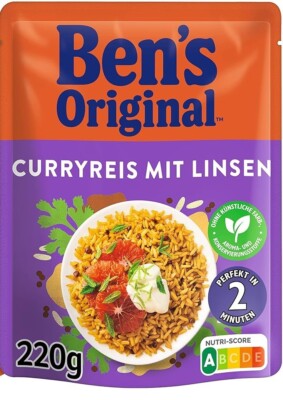 Uncle Bens Express Curry Reis mit Linsen - Curryreis - 220 Gramm