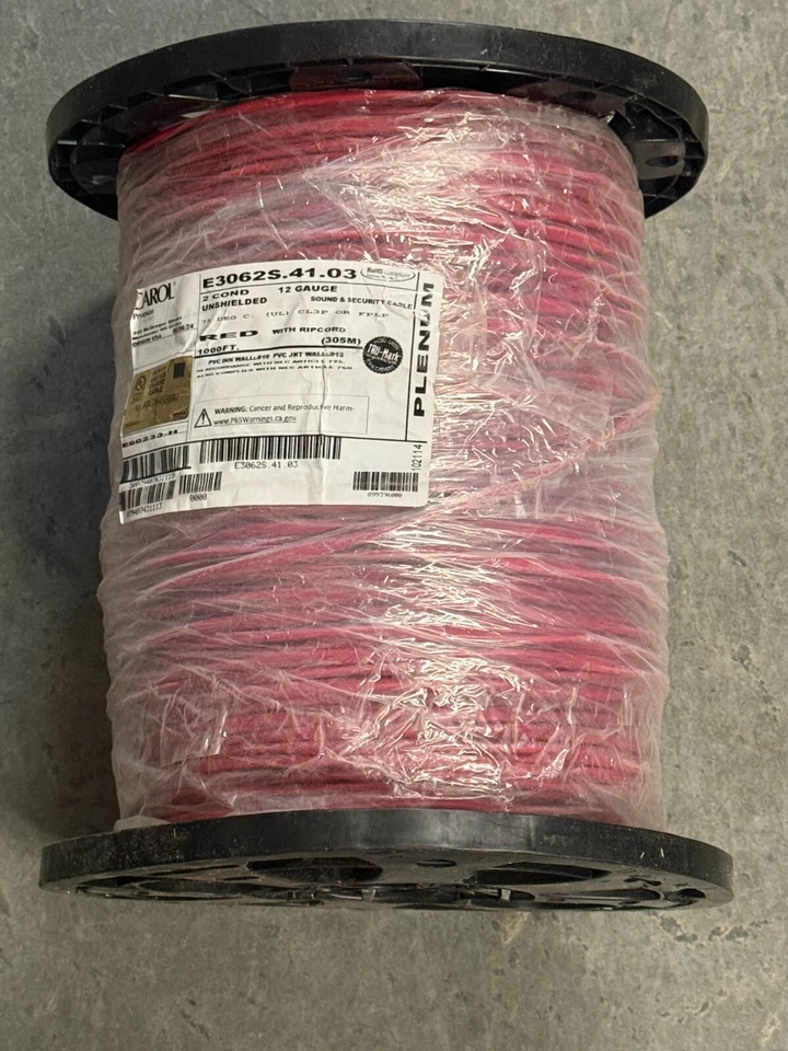 Cable de sonido y seguridad Carol E3062S.41.03, 12/2C, STR, rojo 1000 pies Foto 3 de 4
