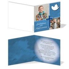 Einladung Einladungskarte Konfirmation Bilder Quadrat Blau