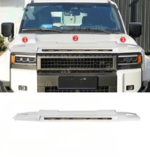 White LED Bonnet Hood Guard Bug Deflector Fits For Land Cruiser LC250 2024-2026