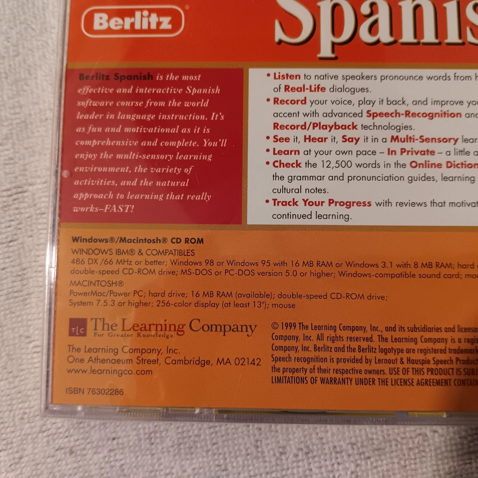 Berlitz Spanish CD ROM for Windows & Macintosh 1998 Software - New Sealed - Image 3 of 3