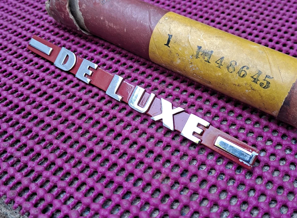 1942 1946 1947 1948 Plymouth Deluxe P14 P15 NOS MoPar Fender NAMEPLATE EMBLEM - Image 3 of 4