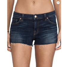 J Brand Cut Off Denim Shorts 26 Tribute Jean Wash Dark Rinse Fray Raw Hem