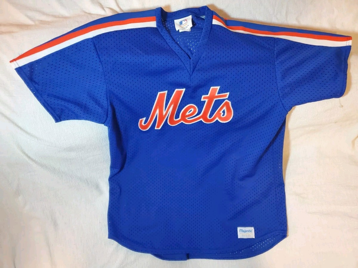 New York Mets 1980s Majestic Baseball Jersey XL Orange Blue Made
