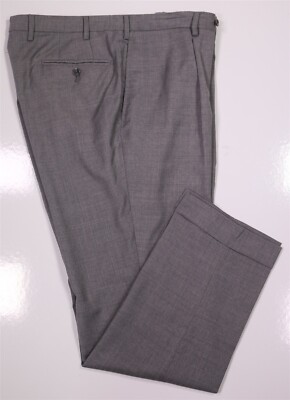 Caruso Light Gray Wool Stretch Pleated Italy Trousers Dress Pants 36x30