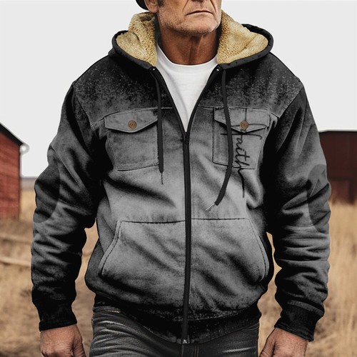 Para hombres Tótem de Animales Salvajes Invierno Polar Sudadera con Capucha Suéter Vaquero Retro Cremallera Chaqueta - Imagen 18 de 21