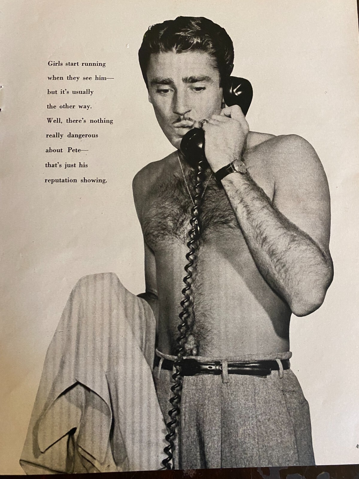 Ingrid Bergman, Peter Lawford, Shirtless, Double Full Page Vintage