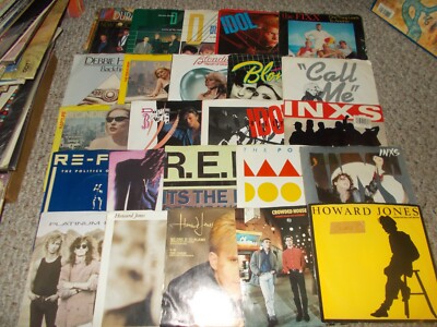 LOT OF 50 80S ALT POP & ROCK 45S POLICE, BILLY IDOL, INXS, BLONDIE ...