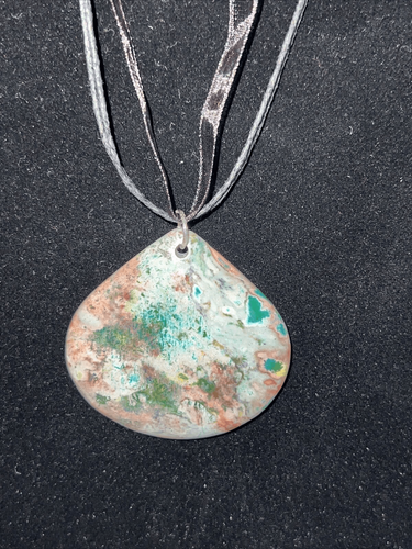 Grass Turquoise Jasper Pendant Necklace On A Cord Natural Statement Collar Boho