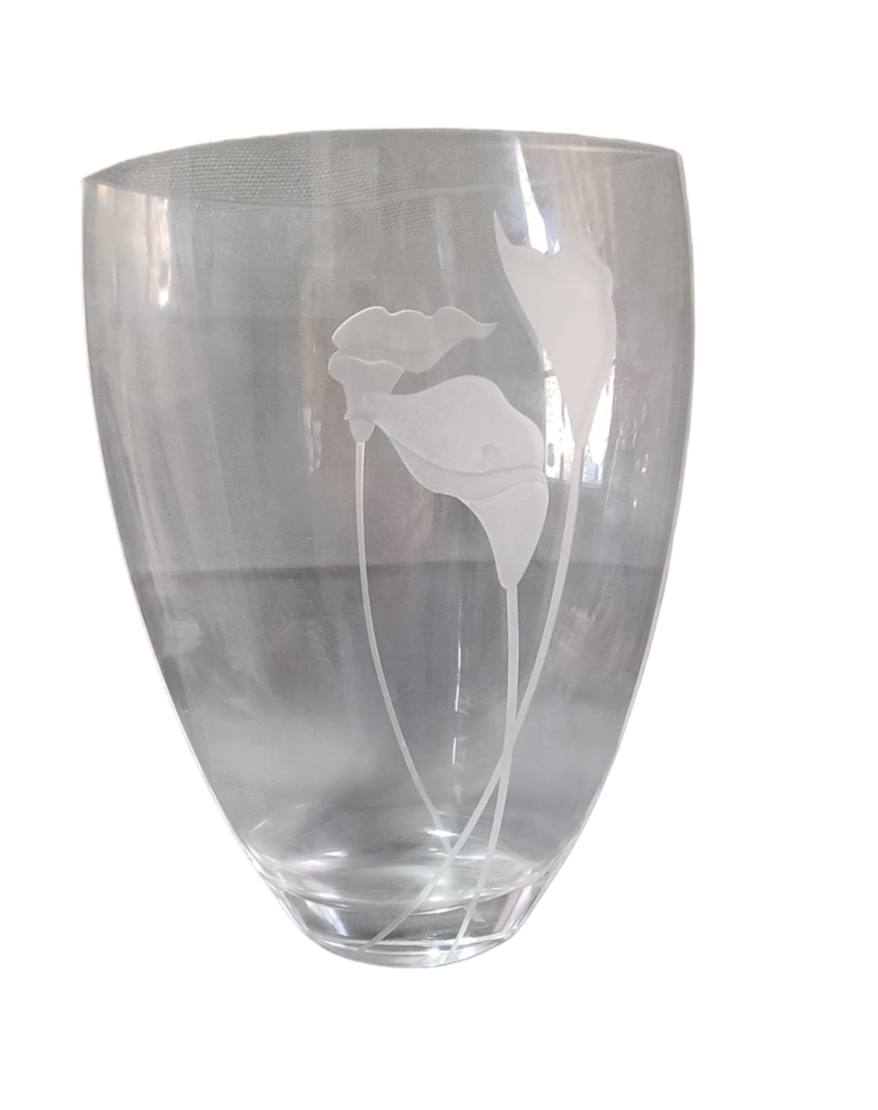 Mikasa Etched Crystal Ellipse Calla Lily oval Vase 12'' High eBay