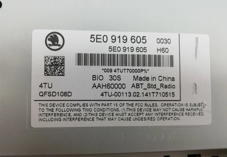 SKODA Octavia 3 5E Radio Telefon Media Bedieneinheit TP MIB2 5E0919605 monitor - Bild 3 von 4